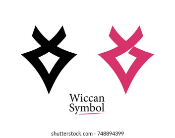 Set of Flat Logos, Style Wiccan Symbol. Vector Emblem isolated on white background.