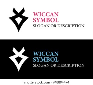 Set of Flat Logos, Style Wiccan Symbol. Vector Emblem isolated on white background.