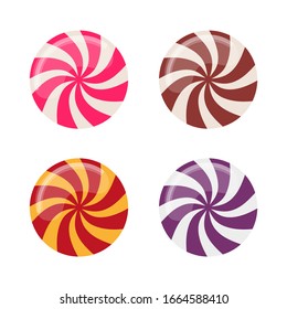 Set of flat lollipop sweets. Vector illustration