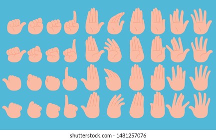 Set of flat male hand gestures