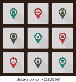 Set of flat map icons