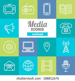 Set of flat media icons 