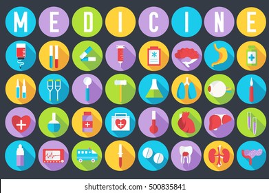 set flat medical equipments and human anatomy body organs icons illustration concept. Vector background design. Colorful template for you design, web and mobile applications