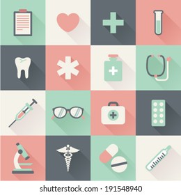 set of flat medical icons 