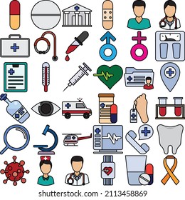 Set of flat Medical Icons