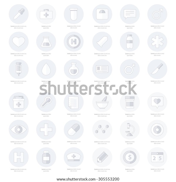 Set of flat\
Medical icons. line icons\
style
