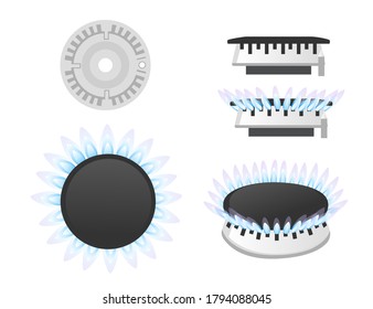 Set of flat metal-plastic windows white color and open close scheme flat vector illustration isolated on white background