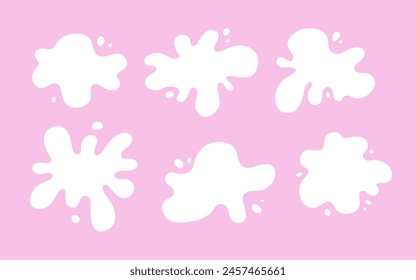 Set flat milk splash. Vector illustration. Design elements. Backgrounds for text. Isolated vector shapes.