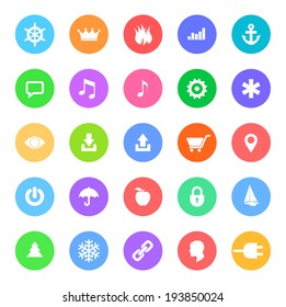 Set of flat minimal and clean round vector icons