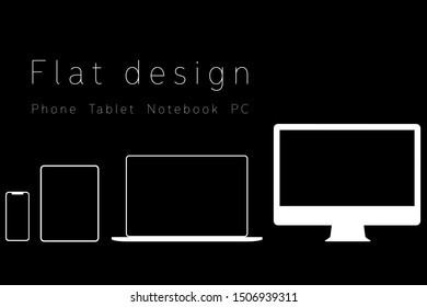 Set of Flat mobile devices. Vector graphic