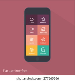 set of flat mobile elements, flat mobile phones and flat design icons for mobile app and web