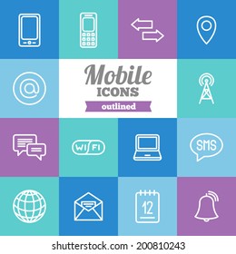 Set of flat mobile icons 