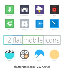 Set of flat mobile icons