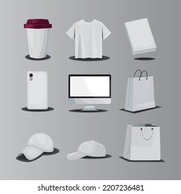 set of flat mockup elements