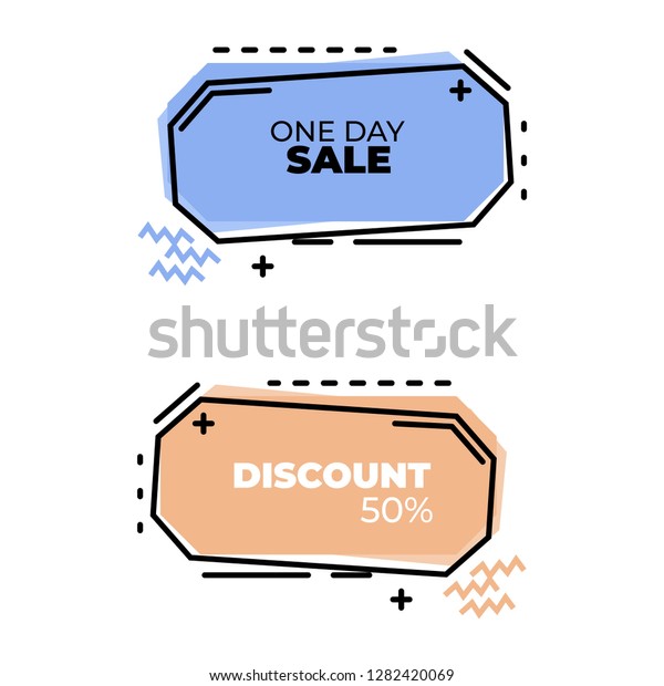 Set Flat Modern Banner Price Tag Stock Vector Royalty Free