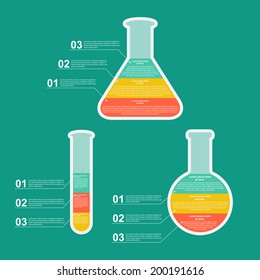 Set flat modern infographic on science and medicine. Design elements.