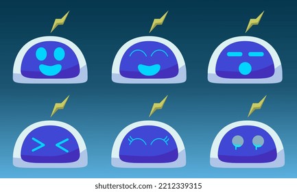 Set of flat and modern robot emoticon faces