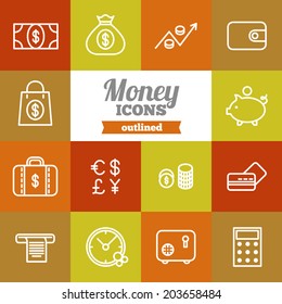 Set of flat money icons 