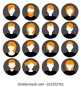Set of flat monochrome icons