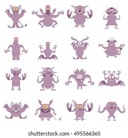 Set of flat monster icons