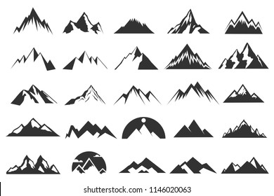 Set Of The Flat Mountain Icons