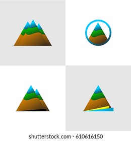 Set of flat mountain icons