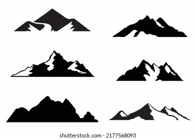 Set of the Flat Mountain silhouette, mountain vector 