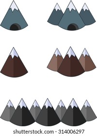 Set of flat mountains icon