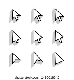 set of flat mouse cursor arrow element symbol design vector 