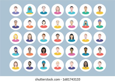 Set of flat multi cultural business people icons