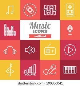 Set of flat music icons 