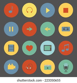 Set of flat music icons