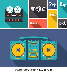 Set of flat music icons