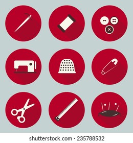 Set of flat needlework icons for your design