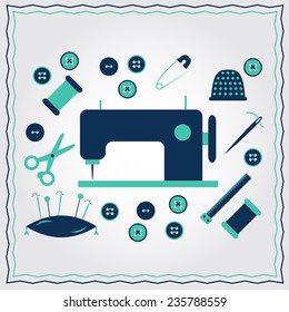 Set of flat needlework objects for your design