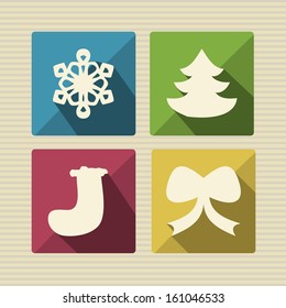 Set of flat new year icons