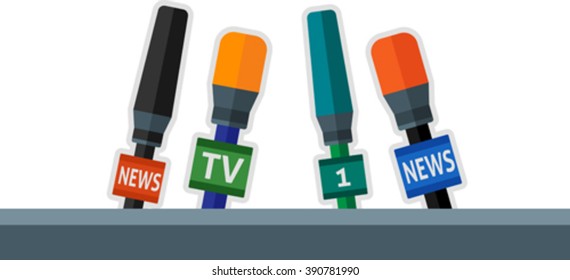 Set of flat news microphones. Eps 10