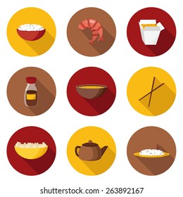 Set of flat objects on chinese cuisine theme for your design