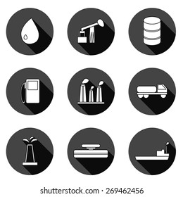 Set of flat oil icons for your design