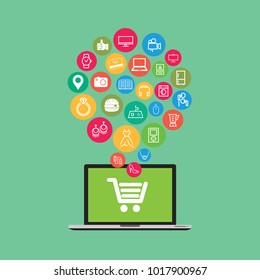 Set of flat online shopping and e-commerce icons