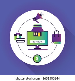 Set of flat online shopping and e-commerce icons
