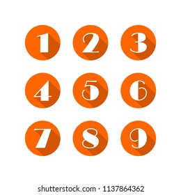 Set Flat Orange Icon Number