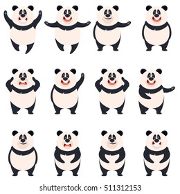 Set of flat panda icons