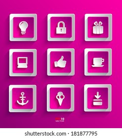 Set of flat paper design icons