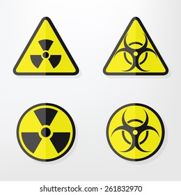 Set of  flat paper Triangular and Round Warning Hazard Signs