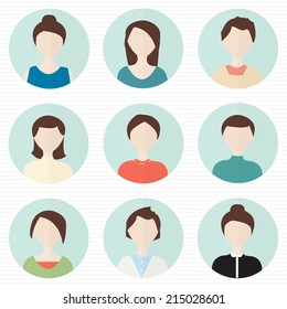 Set of flat people's face. Colorful template with for you design, web and mobile applications.