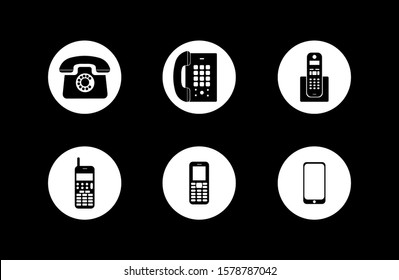 Set of flat Phone and mobile phone icon collection. Telephone icon. Vector illustration