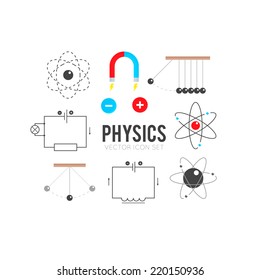 Set of flat physics icons