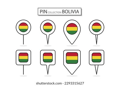 Icono de la bandera boliviana de alfiler plano en diversas formas icono de alfiler plano Ilustración Diseño.