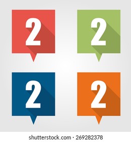 Set of flat pin marker Icons with number